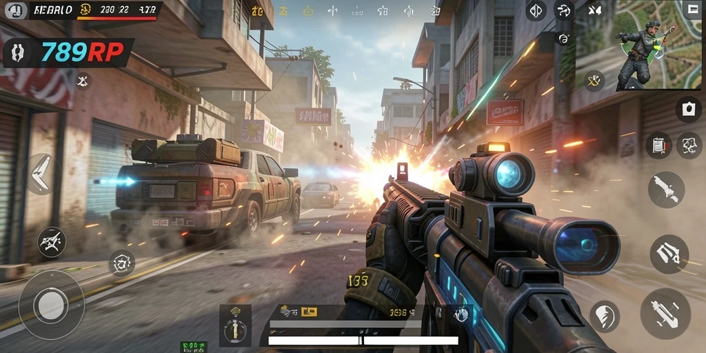 Tampilan intens gameplay 789RP dengan aksi tembak-menembak seru.