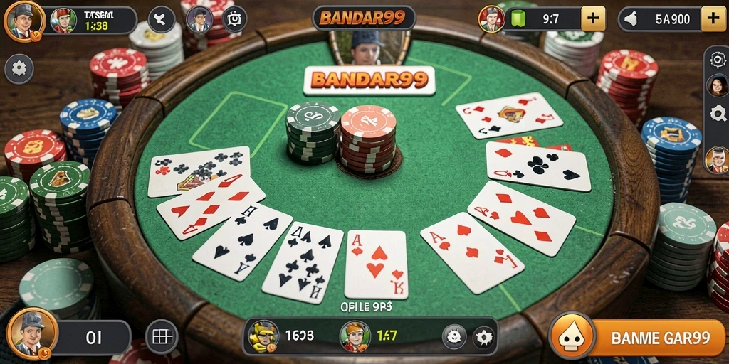 Screenshot gameplay BANDAR99 yang menampilkan serunya bermain Gaple.