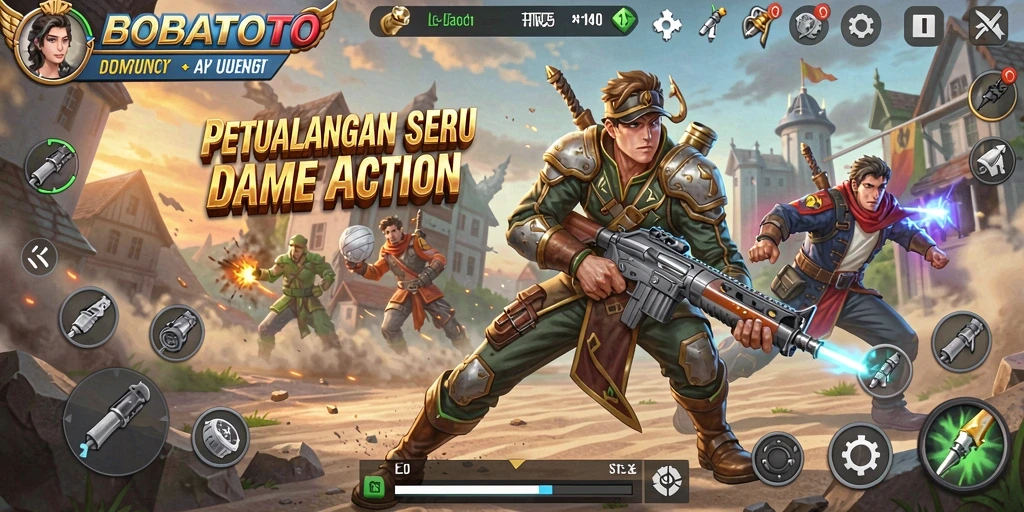 Tangkapan layar gameplay BOBATOTO yang menunjukkan aksi menegangkan.