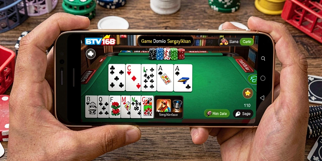 Tampilan gameplay BTV168 dengan suasana permainan domino yang seru.