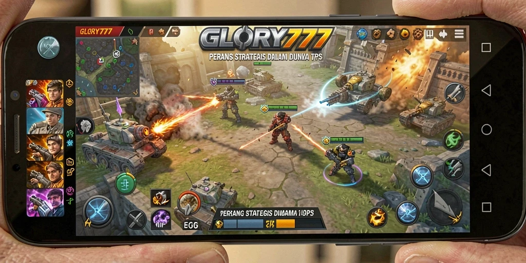 Screenshot gameplay GLORY777 menampilkan aksi mendebarkan dalam pertempuran TPS.