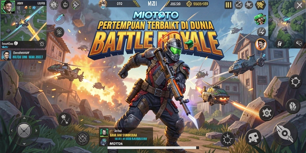 Tampilan seru gameplay MIOTOTO dengan aksi Battle Royale.
