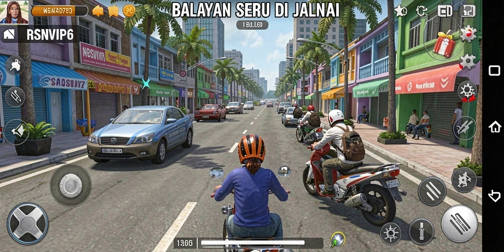 Tampilan gameplay RSNVIP6 yang memukau saat balapan di jalanan.