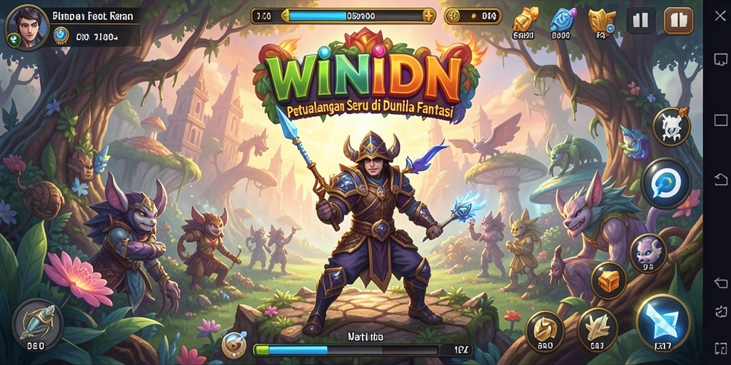Screenshot WINIDN menampilkan karakter menjelajahi dunia fantasi.